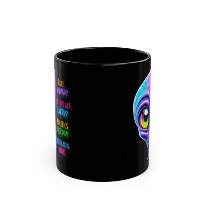 Birthplace Earth, Rase Human? (Black Mug (11oz, 15oz)