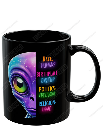 Birthplace Earth, Rase Human? (Black Mug (11oz, 15oz)