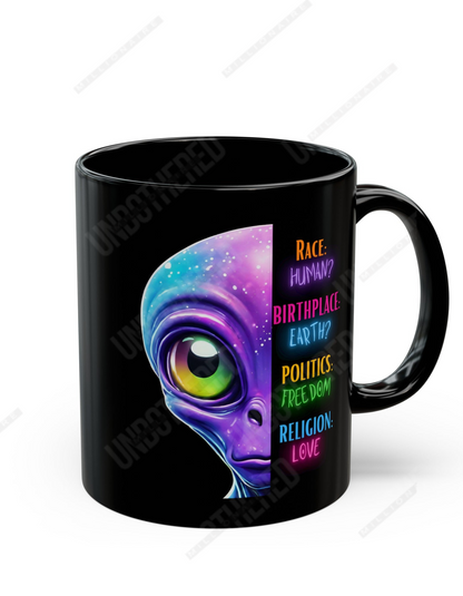 Birthplace Earth, Rase Human? (Black Mug (11oz, 15oz)